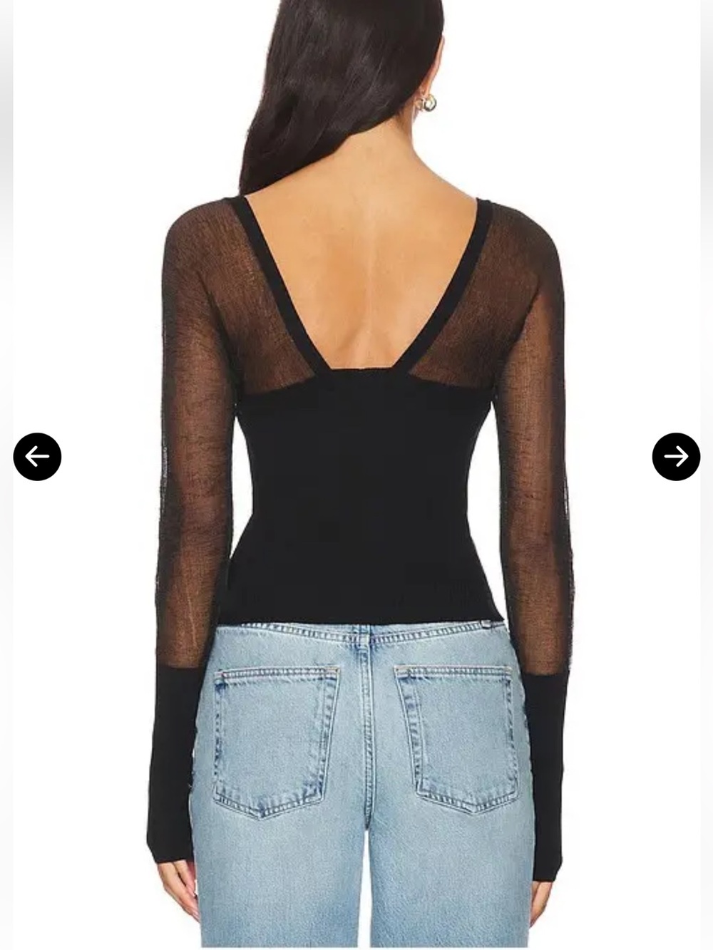 Free People x Intimately FP Night After Night Long Sleeve sheer in Black Medium - Picture 3 of 11